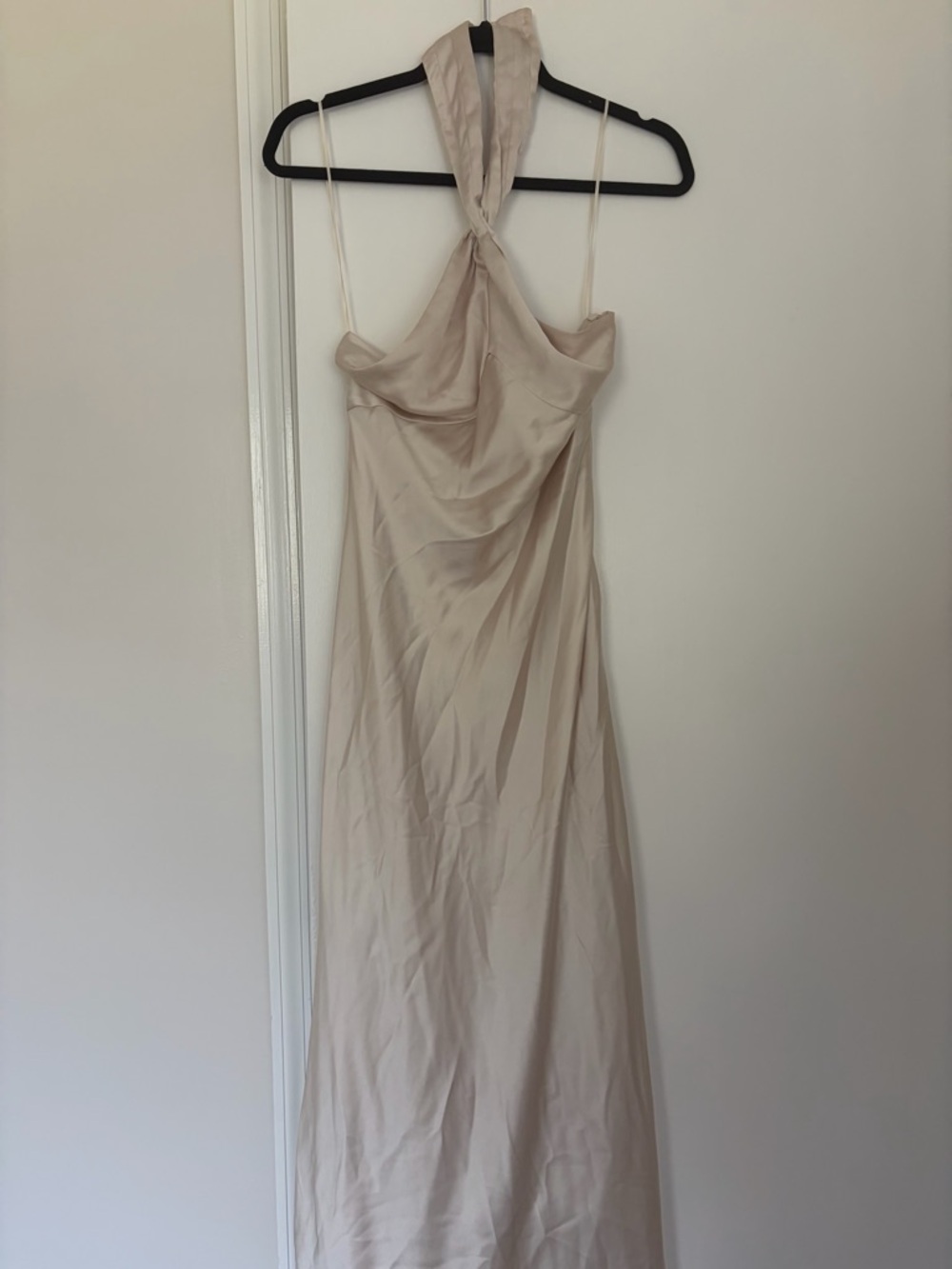 BHLDN Ivory Halter Bias-Cut Maxi Dress